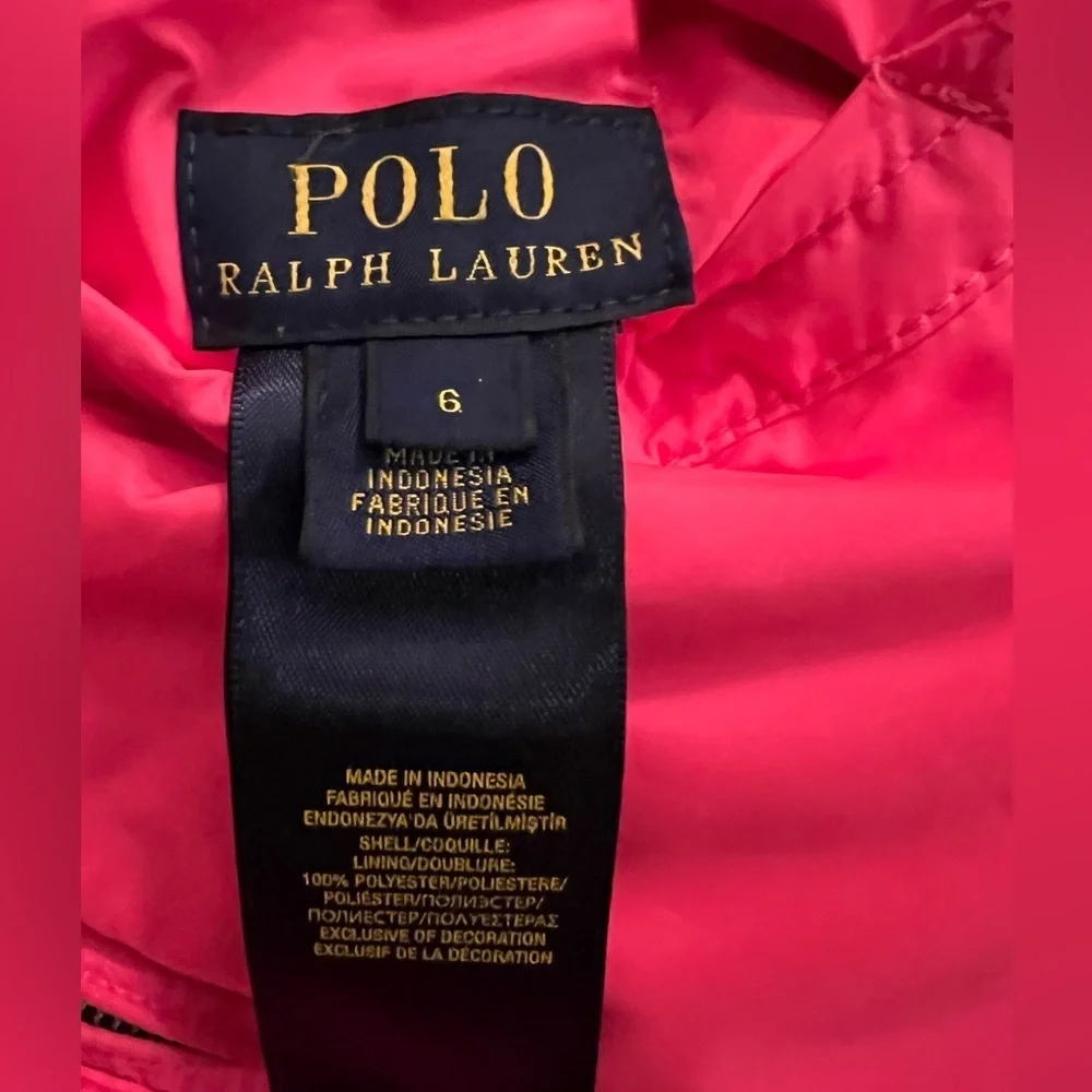 Polo Ralph Lauren girls puffer vest reversible size 6 Pink blue